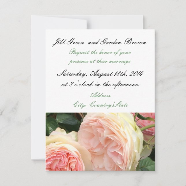Delicate Pink Rose Wedding Invitation (Front)