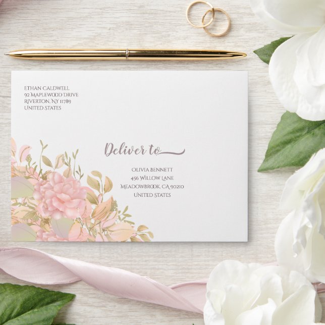 Delicate Pink Roses Envelope (Wedding)