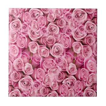 Delicate Pink Roses Floral Photo Pattern Tile by its_sparkle_motion at Zazzle