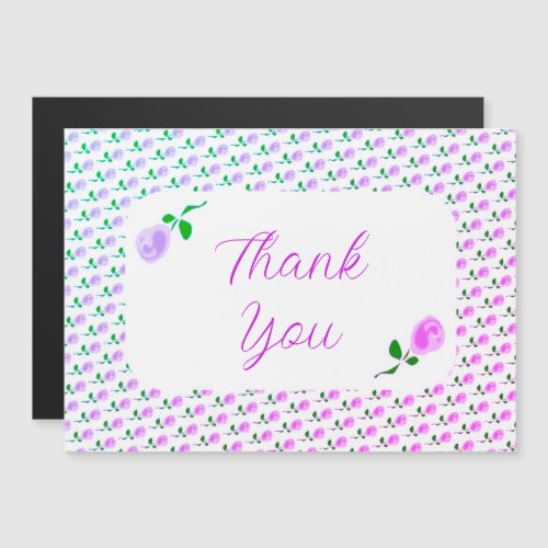 Delicate Pink Roses Thank You Magnetic Card