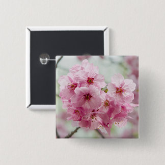Delicate Pink Sakura Bloom Japanese Floral Button
