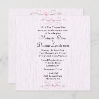 Delicate Pink Simplicity Wedding Invitation 