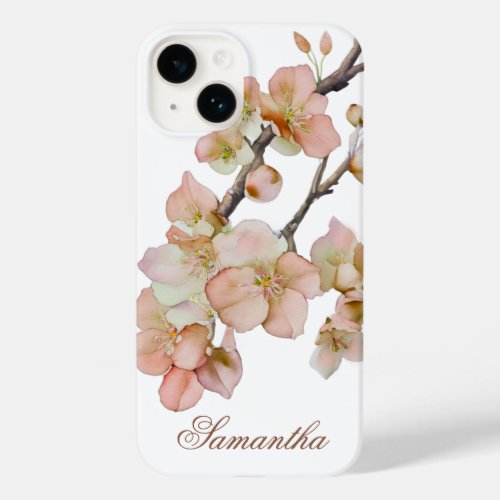 Delicate pink watercolor floral blossoms script  Case_Mate iPhone 14 case