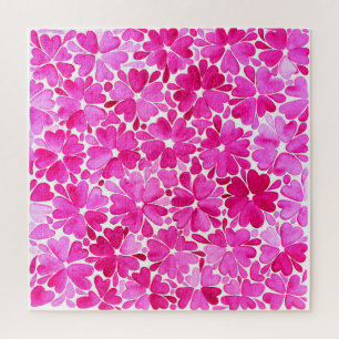 Delicate Pink Watercolor Flowers Jigsaw Puzzle