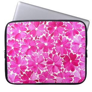 Delicate Pink Watercolor Flowers Laptop Sleeve