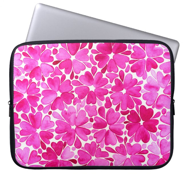 Delicate Pink Watercolor Flowers Laptop Sleeve (Front)