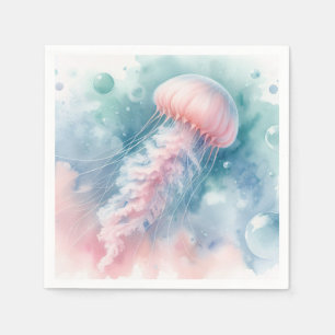 Delicate Pink Watercolor Jellyfish Decoupage Napkins