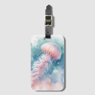 Delicate Pink Watercolor Jellyfish Luggage Tag