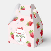 Delicate Pink Watercolor Strawberry First Birthday