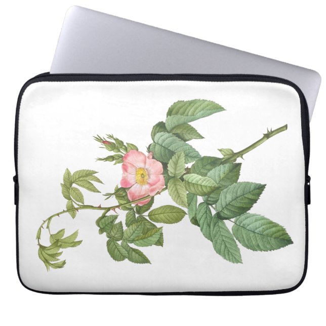 Delicate Pink Wild Rose Botanical Laptop Sleeve (Front)