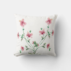 Delicate Pink Wildflower Bouquet Throw Pillow