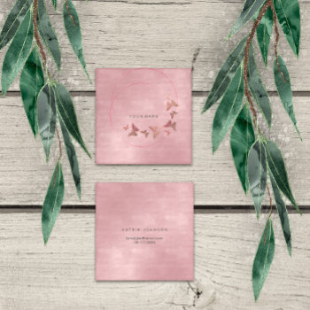 Delicate Powder Blush Ballet Pink Butterfly Vip Square Business Card by luxury_luxury at Zazzle