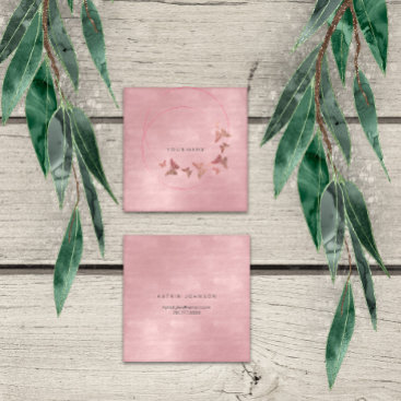 Delicate Powder Blush Ballet Pink Butterfly Vip Square Business Card