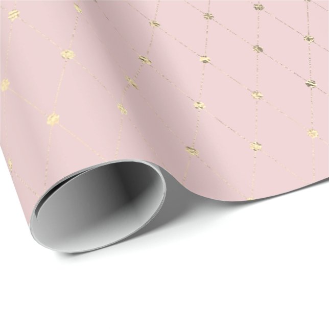 Delicate Powder Blush Diamond Cut Pink Rose Gold Wrapping Paper (Roll Corner)