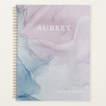Delicate Purple Abstract Print Name with Year Planner<br><div class="desc">Beautiful and delicate abstract pastel purple and indigo blue planner with your name and the current year in elegant white typography.</div>
