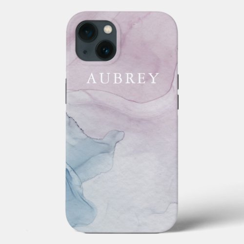 Delicate Purple Abstract Print with Name iPhone 13 Case