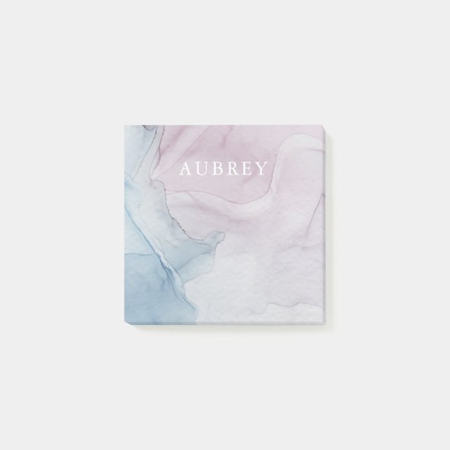 Delicate Purple Abstract Print with Name Post-it Notes (Front)