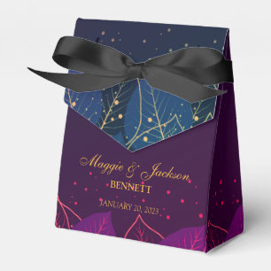 Delicate Purple and Gold Leaves Favor Box