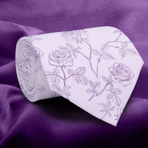 Delicate purple and lavender roses neck tie