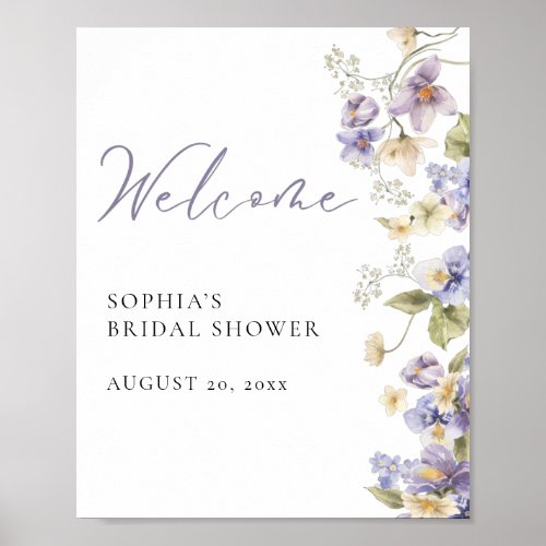 Delicate Purple and White Floral Welcome Sign