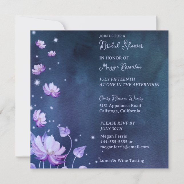 Delicate Purple Blossoms Bridal Shower Invitation (Front)