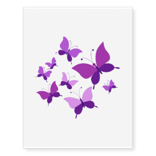 Delicate Purple Butterfly Illustrated Temporary Tattoos