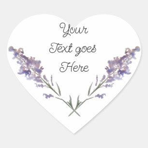 Delicate purple floral heart sticker