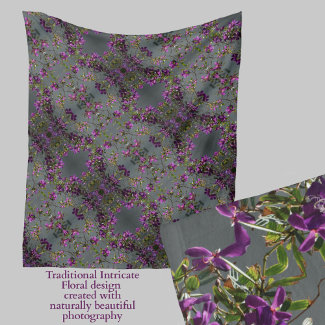Delicate Purple Floral Pattern Gray