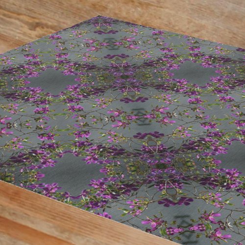 Delicate Purple Floral Pattern Gray Rug