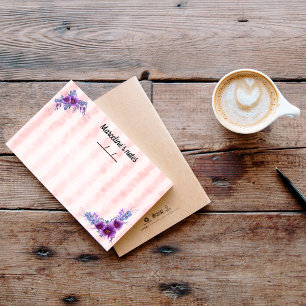 Delicate purple flower & soft red stripes 10" x 6" post-it notes