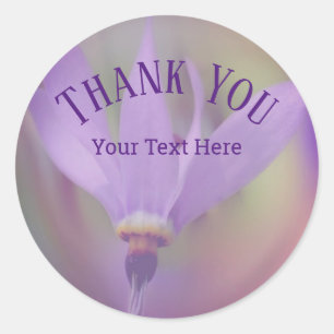 Delicate Purple Flower Thank You Personalized Classic Round Sticker