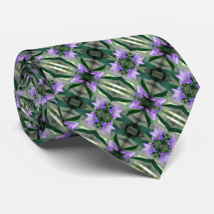 Delicate Purple Flowers Abstract Pattern Neck Tie
