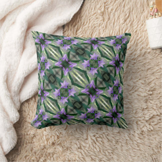 Delicate Purple Flowers Abstract Pattern Throw Pillow