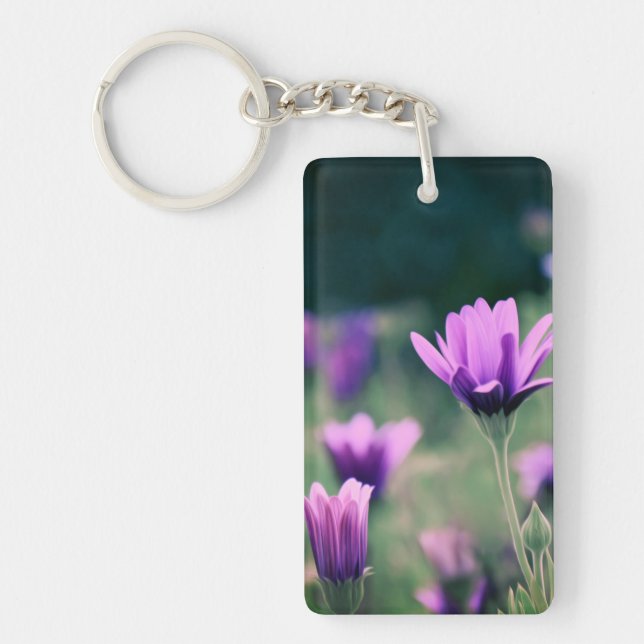 Delicate Purple Flowers Keychain (Front)
