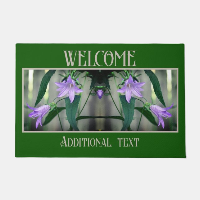 Delicate Purple Flowers Personalized Welcome Doormat (Front)
