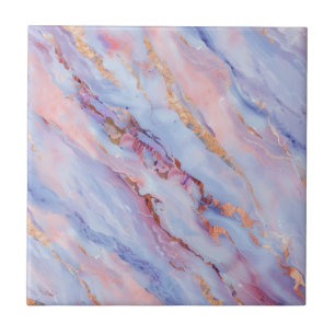 Delicate Purple Fluid Marble-Like with some Gold Ceramic Tile