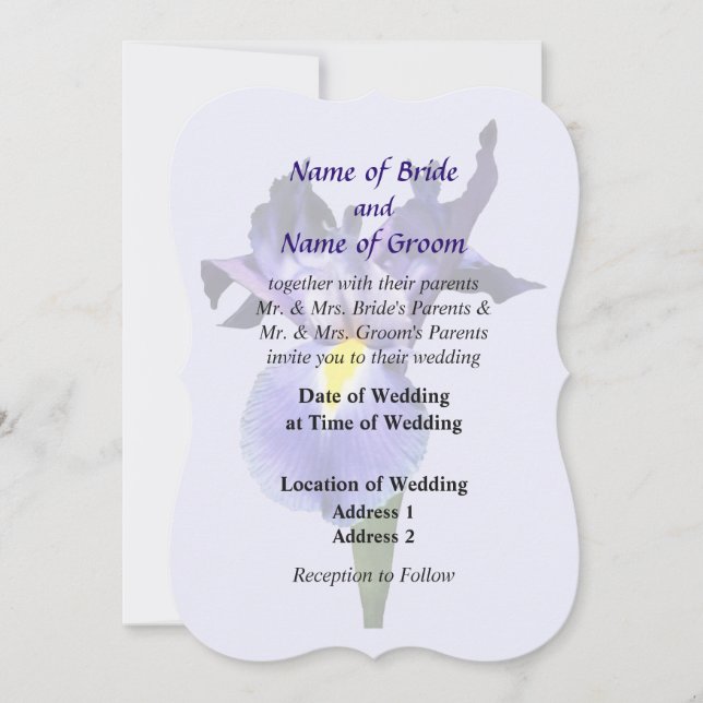 Delicate Purple Iris Wedding Products Invitation (Front)