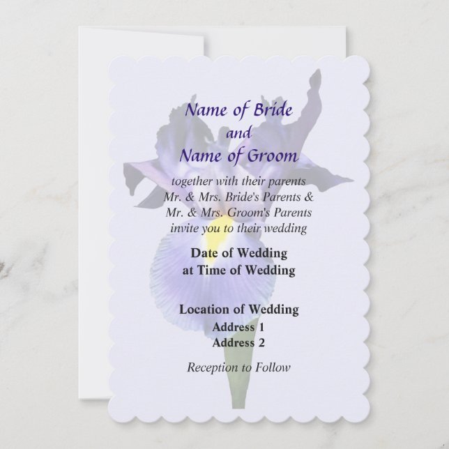 Delicate Purple Iris Wedding Products Invitation (Front)
