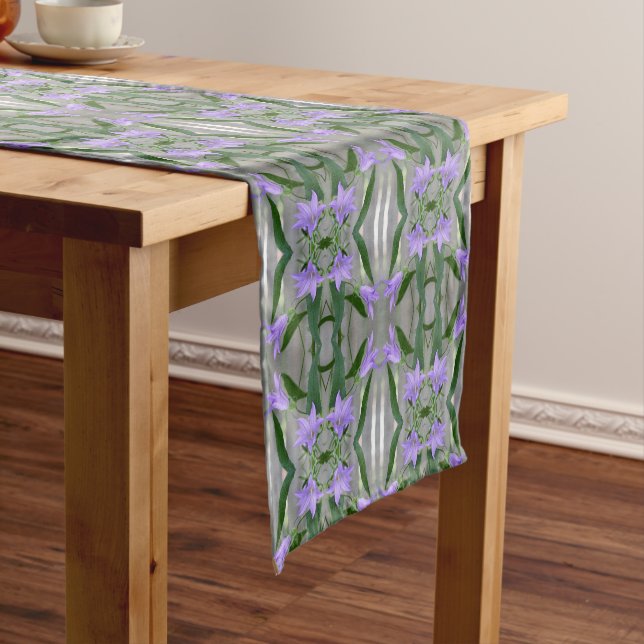 Delicate Purple Lily Flowers Abstract Art    Short Table Runner (In Situ)