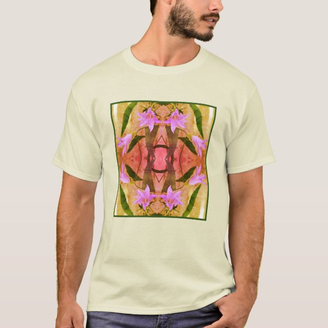 Delicate Purple Lily Flowers Distressed Abstract  T-Shirt (Front)