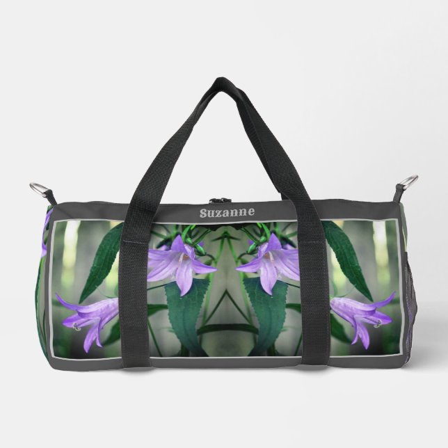 Delicate Purple Lily Flowers Personalized Duffle Bag (Front)