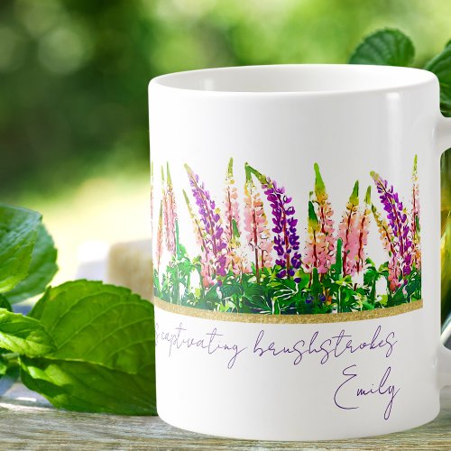 Delicate Purple Lupine Flowers Quotes Mug