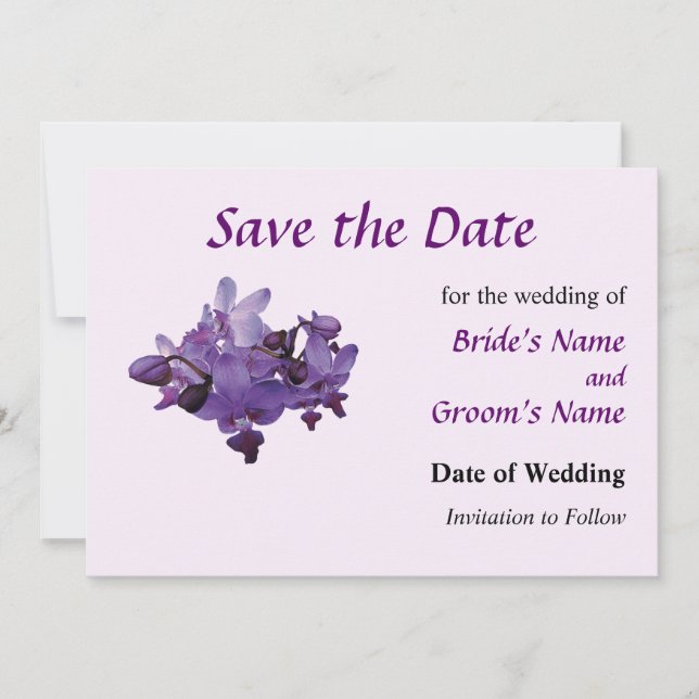 Delicate Purple Orchids Save the Date (Front)