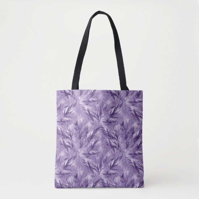 Delicate Purple Palm Large Shoulder Tote Bag (Front)