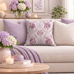 Delicate Purple Peony Bouquet Decorative Pillow