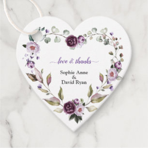 Delicate Purple Pink Peonies Flowers Wedding Favor Tags