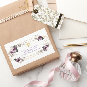 Delicate Purple Pink Peony Flowers Holy Communion Rectangular Sticker