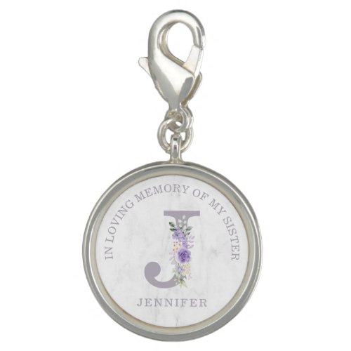 Delicate Purple Shades J in Loving Memory Dear One Charm