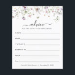 Delicate Purple Wildflower Advice for Newlyweds<br><div class="desc">Have your shower guests fill out these adorable advice cards at your bridal shower or couples shower. Personalize the with bride-to-be's name and shower date. Matching Collection found on the Adore Paper Co. Zazzle shop.</div>