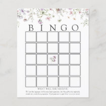 Delicate Purple Wildflower Baby Bingo Game Card